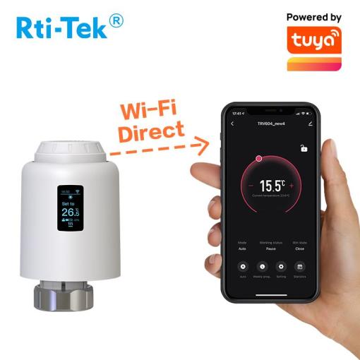 WiFi TRV Thermostatic Radiator Valve Direct Connection OLED Rotatable Screen