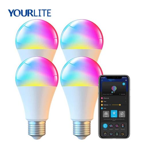 Yourlite Smart Light Bulbs, Dimmable RGBWW Color Changing Light Bulbs, Work with Alexa & Google Assistant