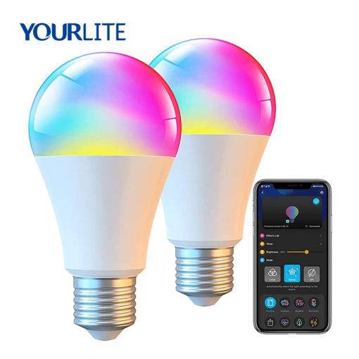 Yourlite Smart Light Bulbs, Dimmable RGBWW Color Changing Light Bulbs, Work with Alexa & Google Assistant