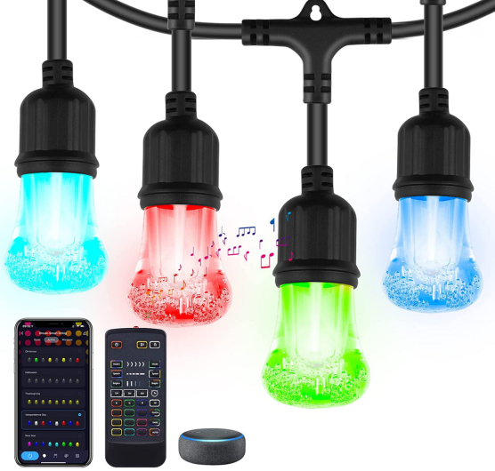 Outdoor Smart RGBCW Color Changing IP65 Waterproof Acrylic Bulbs Cafe Light, Shatterproof/Timing/Dimmable