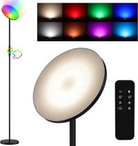 RGB Corner Floor Lamp with Remote & Touch Control RGBCW Color Changing Super Bright 24W/2000LM Music Sync Standing Lamp