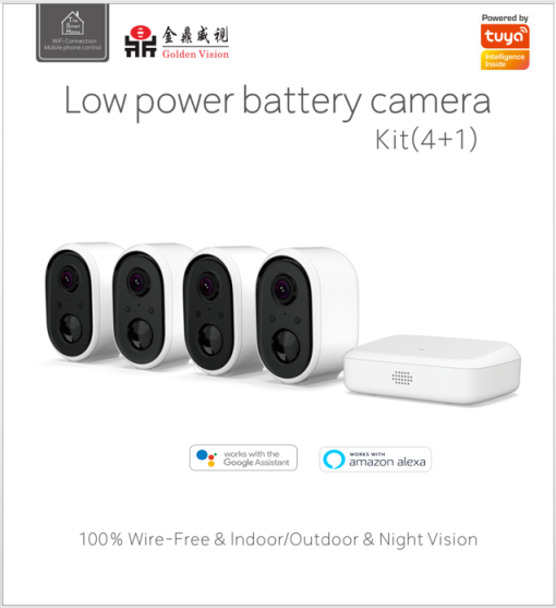 Battery Camera Kits, Wireless Home Security Camera , Human body Filter, HD 1080P, E 365-Day Battery Life,Google Alexa