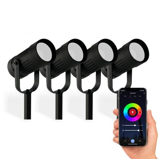 Smart Wi-Fi Garden Lawn Pathway Light IP65 RGB CCT 4-pack Landscape LED Spotlight