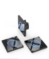 Tuya EU Standard Smart Home 1/2/3 Gang Black Crystal Glass Panel Touch Wi-Fi Wall Light Switch