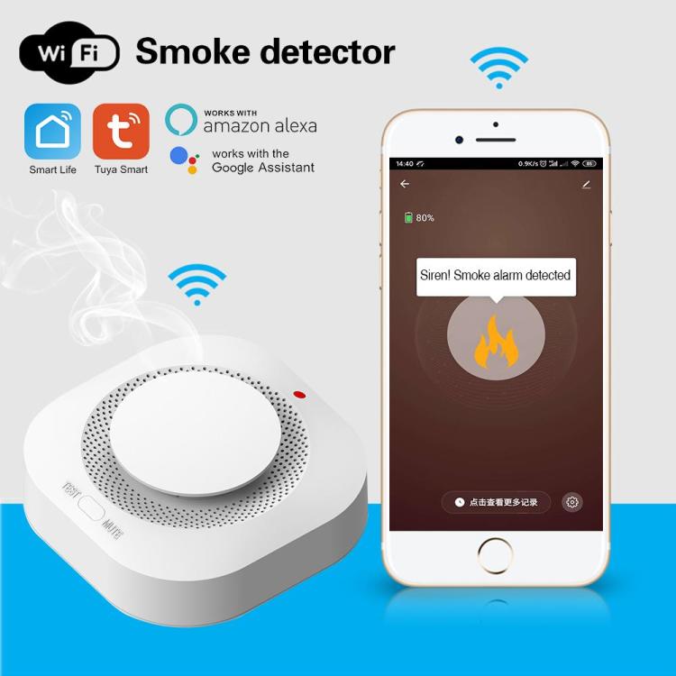 Detector Humo Tuya Smart Wifi App 80db 443w Dimm