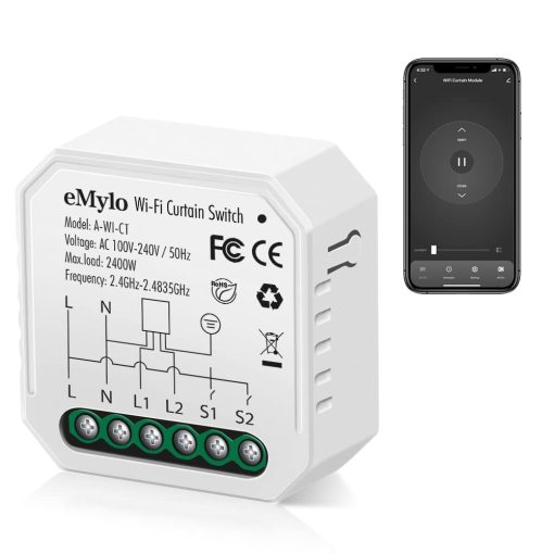 eMylo Mini Smart Wifi Curtain Switch Wireless Remote Control Curtain Switch AC 220V Built-in Relay Module 16A DIY Timer