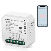 eMylo Mini Smart WiFi Relay Switch Wireless Remote Control WiFi Light Switch AC 220V 2 Gang Built-in Switch Relay Module