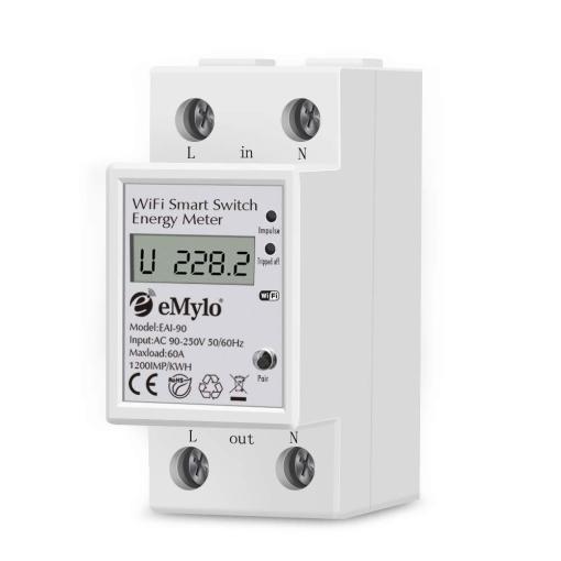 Smart Single-phase DIN-Rail Meter 60A Wifi Digital Display Electricity Energy Meter Tuya Smart Life Watt-hour Meter Hous