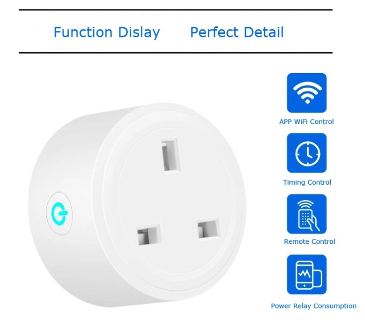 Tuya 16A Wifi Smart Switch Plug with Power Monitor Function Socket