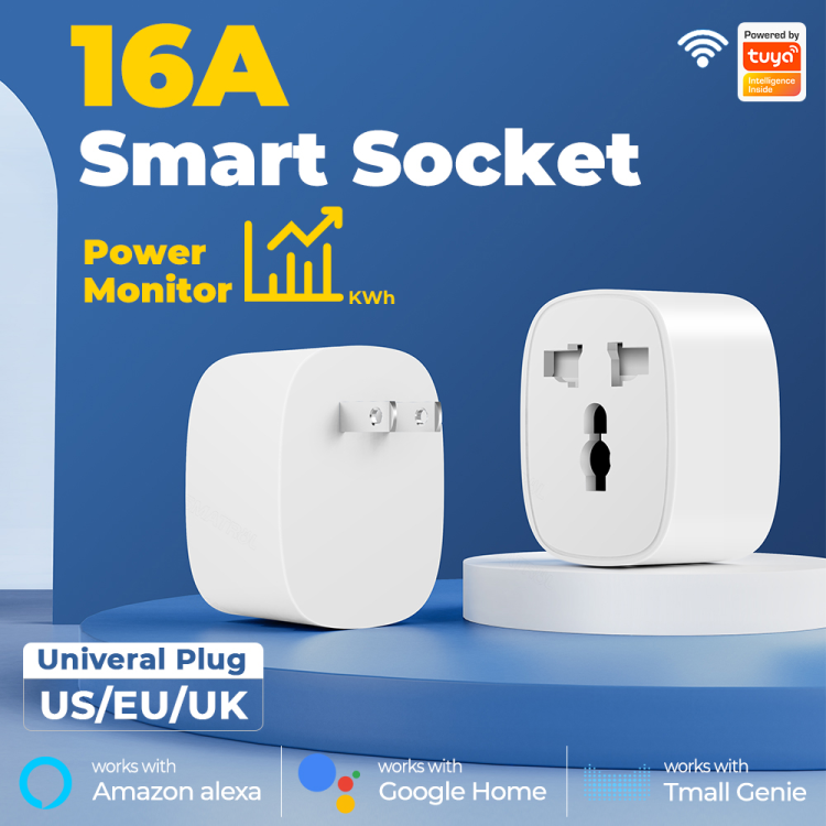 Universal Smart Plug Wi-Fi Socket 10A Power Monitor Timing Voice Outlet  Smart Plug Works With Alexa Google, Energy Monitor Plug