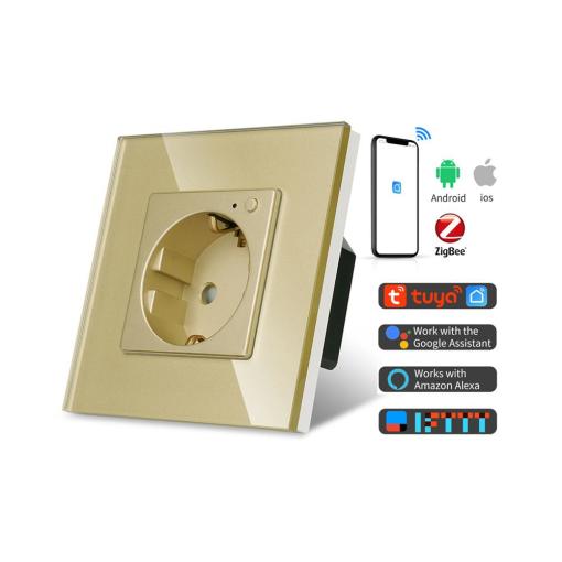 Smart Socket 16A Zigbee Tuya APP Power Socket Type F German Schuko Socket EU Socket 86mm European Standard CE ROHS