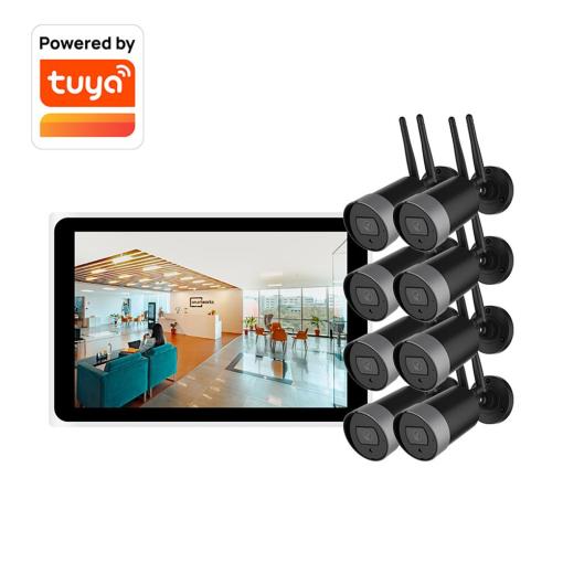 8CH 3MP 10.1Monitor Wireless NVR Kit Security Surveillance Camera Kit Outdoor Wifi Audio CCTV Camera System