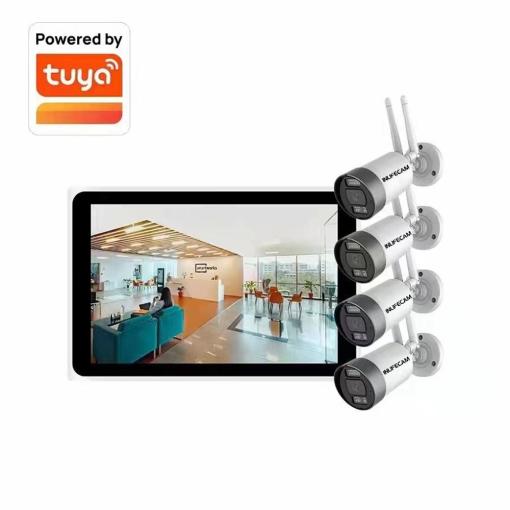 8CH NVR 10.1" LCD Monitor +4PCS 3MP Camera Wireless NVR Kit Surveillance Video Security System Wifi IP Kit