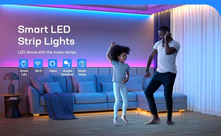 Smart Led Strip 10m Waterproof Rgb Wifi Light Works With Alexa And Google  Assistant smart light strip, Strip Lights