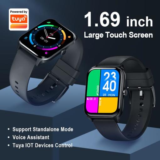 WO-SMART Support BT Phone Call Tuya IOT Device Control 24H Real Heart Rate Blood Oxygen Monitoring Smart Watch