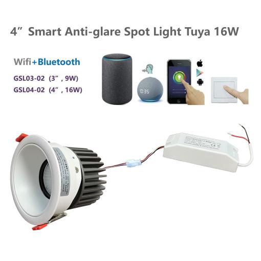 4" Smart CCT Dimmable Anti-glare Spot Light 16W