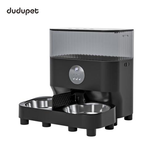 Heightening Feet Double Stainless Steel Food Bowl Automatic Dog Camera Auto Pet Food Feeder