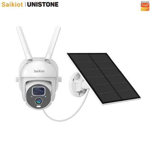 Unistone 3MP WIFI Battery Camera Outdoor 5W Solar Powered PTZ Camera