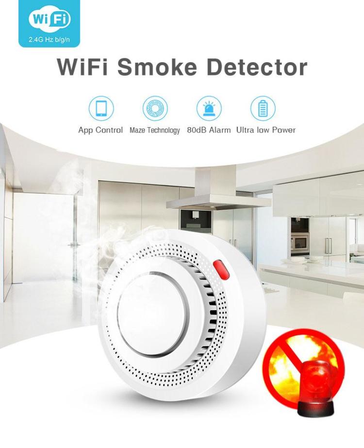 Detector de humo wifi inteligente app tuya smart www.porriniz.com 