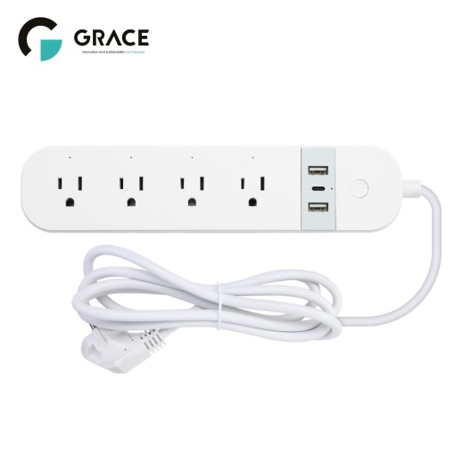 15A US Type Wi-Fi Power Strip with 2 USB ports 4 AC Outlets 1 Type-C Charging