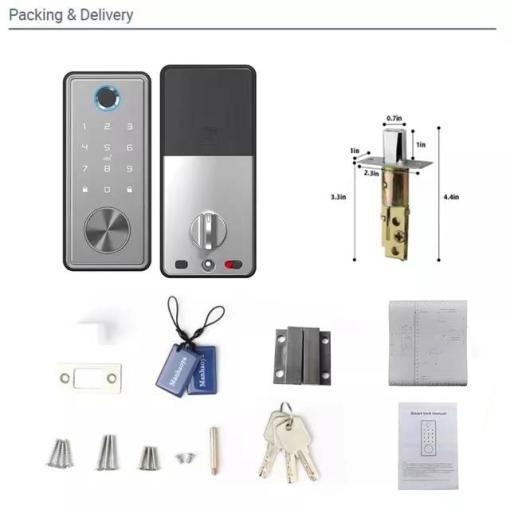 Wifi Wooden Door Lock Electronic Fingerprint NFC IC Card Password Indoor Apartment Smart Wifi Lock 60-70mm Latch Thickne