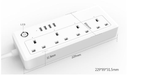 Smart Power Strip 4 Way Power Board for AU EU US UK Sockets Power Strip Surge Protector Plugs & Sockets Customization