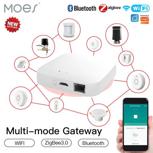Tuya Smart Wired Multi-mode Smart Home Gateway ZigBee WiFi Bluetooth Mesh Hub Away Stay Home Security Protect Mode Funct