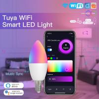 WiFi Smart LED Light Bulb E14 Candle Lamp 16 Million RGBCCT 2700-6500K Color Changeable Dimmable Candelabra Music