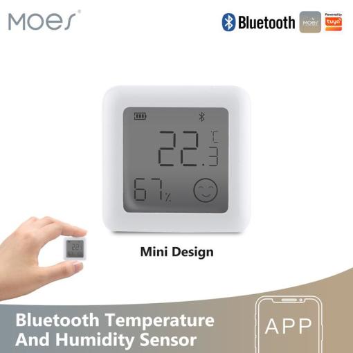 MOES Tuya Bluetooth Smart Temperature Humidity Sensor LCD Indoor Hygrometer Thermomter Remote Control Voice Control Alex
