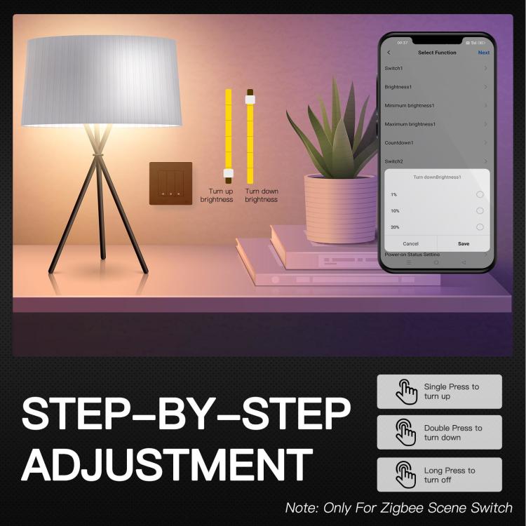 MOES Star Ring ZigBee Smart Dimmer Switch for Light Dimming 123 Gang