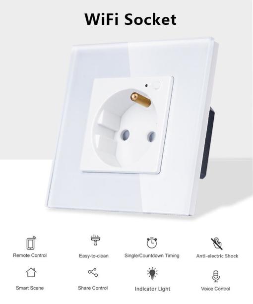Zigbee Frence E Type Smart Socket Electrical Wall Socket 16A Wall Outlet With Statistic