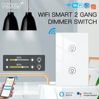 Tuya Smart Home Works with Alexa Google Voice Assistants 2 Gang WiFi Multi-gang Smart Light Dimmer Switch