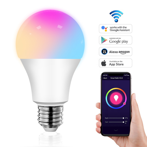 Smart Light Bulb RGB+CCT 9W Wifi+Bluetooth Music Motion Sensor Table Housing Smart Led