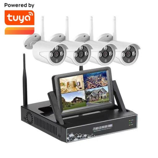 Smart 8CH NVR+4pcs Cameras 7"Monitor Wireless NVR Kit Surveillance CCTV Camera System