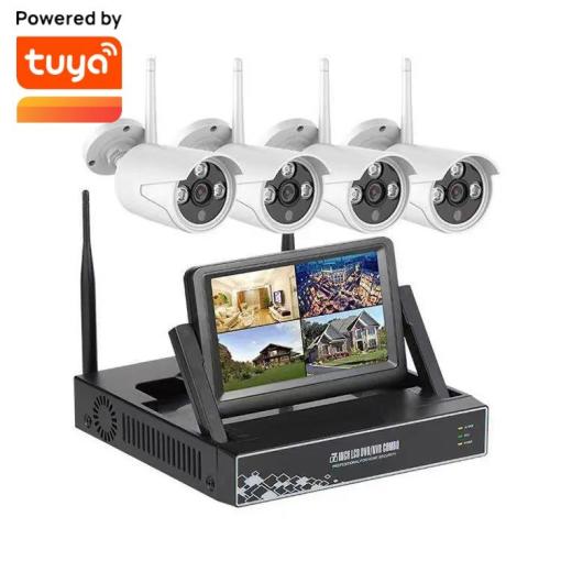 Smart  8CH NVR+4pcs Cameras 7"Monitor Wireless NVR Kit Surveillance  CCTV Camera System