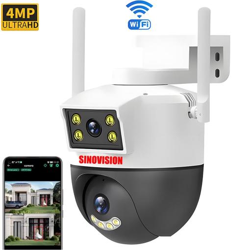 4MP 2K Dual Lens Smart  NightVision CCTV WIFI IP Video Surveillance Camera Wireless Wifi PTZ