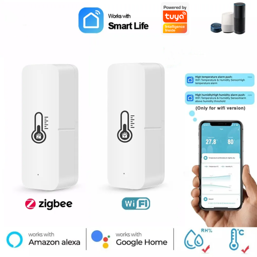 WiFi Temperature Humidity Sensor Smart Life APP Monitor Smart Home Work With Alexa Google Home