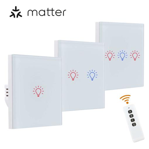 Smart light switch EU/UK standard matter wifi touch switch homekit controlled directly 1/2/3gang