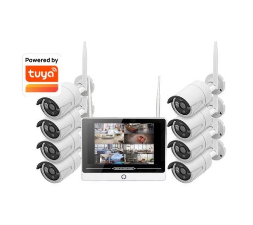 Smart Camera NVR Kit 8CH Wireless 1080P WIFI with 10.1inch Monitor Outdoor Waterproof CCTV System KIT