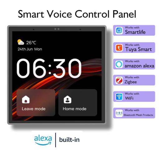 Smart Home Control Panel 4 Inch with Alexa Voice Service WiFi ZigBee & Bluetooth All in 1