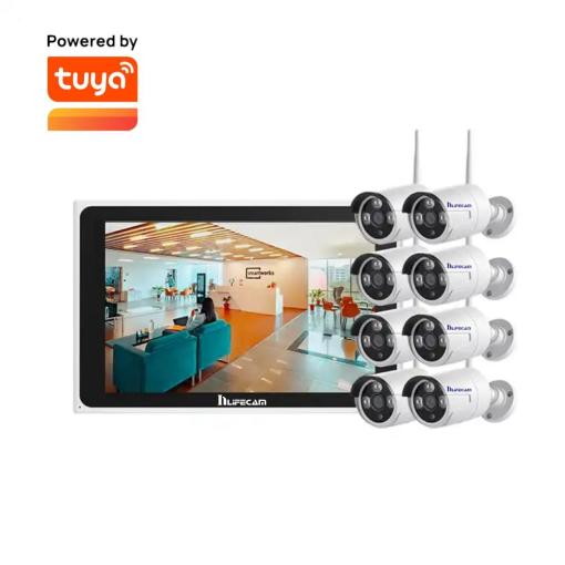 Smart Camera NVR Kit 8CH Wireless 1080P WIFI with 10.1inch Monitor Outdoor Waterproof  CCTV System KIT