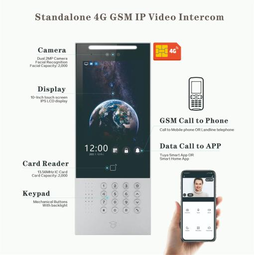 Standalone 4G GSM APP Apartment Intercom