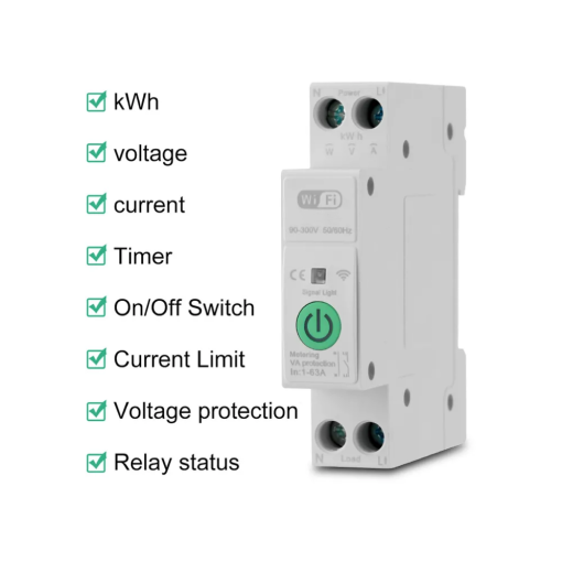 WiFi Smart Circuit Breaker 1-63A Over current under voltage protection power metering wireless Remote Control Switch