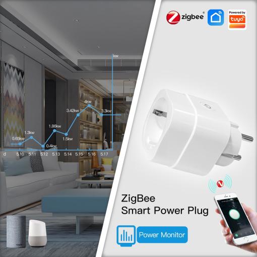 ZigBee Smart Tuya Socket Power Plug 13A Smart Life APP Wireless Control Socket Outlet ZIG Mesh Functional with Energy Mo