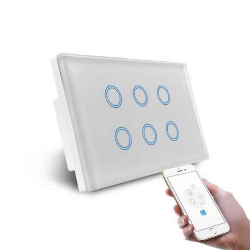 Makegood 6gang AU Standard SAA Smart Wi-Fi /Zigbee smart light switch Alexa google Voice Control glass touch wall switch