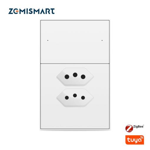 Zemismart Zigbee 10A+20A Brazil Socket Tuya 2 Poles Brazilian Wall Outlet Smartthings Homekit Google Home