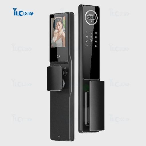 iLockey automatic electric wi-fi cameraTuya Fingerprint digital tuya 3d face recognition smart door lock