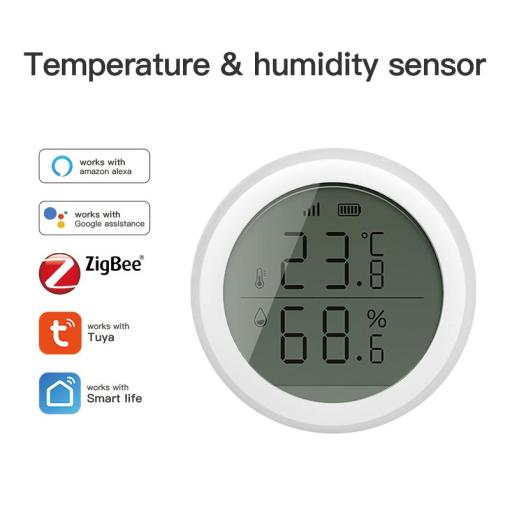 Tuya ZigBee Temperature and Humidity Sensor with LCD Display Battery Powered Indoor Hygrometer Thermometer
