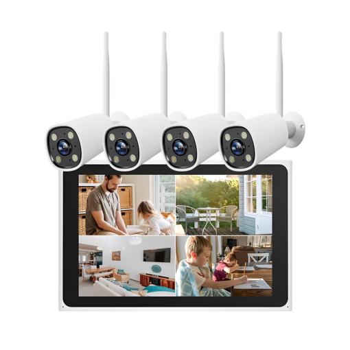 4CH 8CH 3MP HD WiFi Security System Wireless Network Surveillance NVR Kit Outdoor CCTV Camera Set Monitor 10.1 