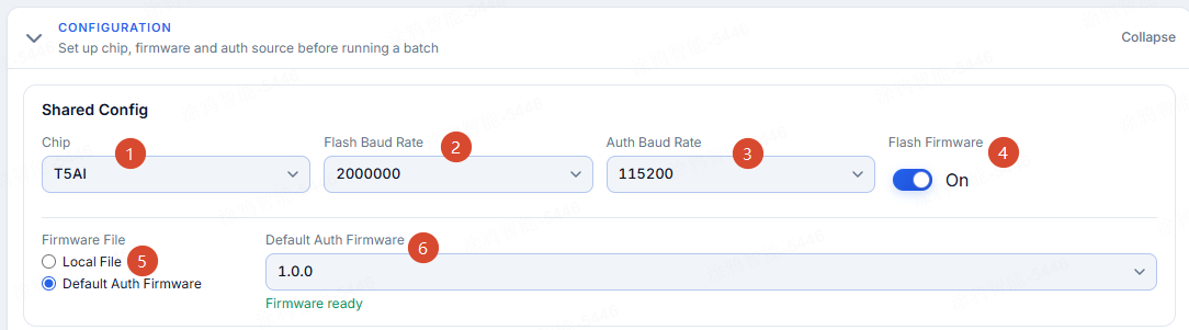 Configuration area — shared config panel